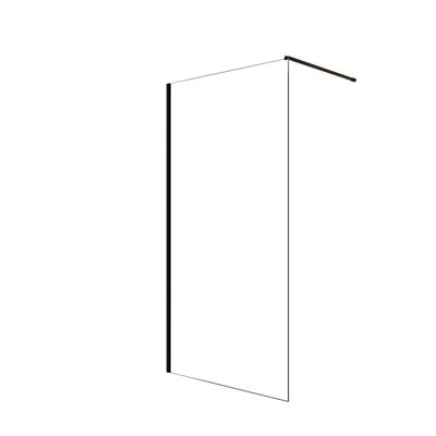 Paroi de Douche 90x200cm en Verre Trempé Transparent 8mm Anticalcaire - Profilé Noir Mat - LINA