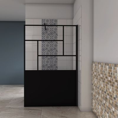 paroi de douche 90x200cm,Paroi douche italienne industrielle,avec une barre de fixation extensible ronde,Conception et intimité