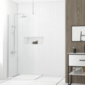 Paroi de Douche 90x200cm Verre Transparent - Profilé + Barre Plafond Finition Chrome - FREEDOM 2