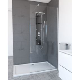 Paroi de Douche 90x200cm - Verre Trempé Transparent 8mm - Profilé Chrome - FREEDOM 2 CHROMED