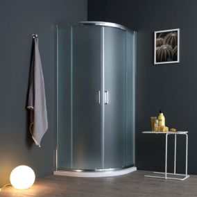 Paroi De Douche 90X90 Portes Satinées 6 Mm Ouverture Coulissante Semi-Circulaire - Giada