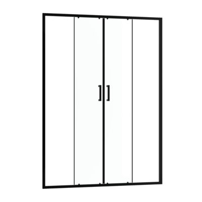 Paroi de douche à double porte coulissante 140 x 200 cm, profilé noir mat laqué, Galedo Factory