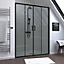 Paroi de douche à double porte coulissante 140 x 200 cm, profilé noir mat laqué, Galedo Factory