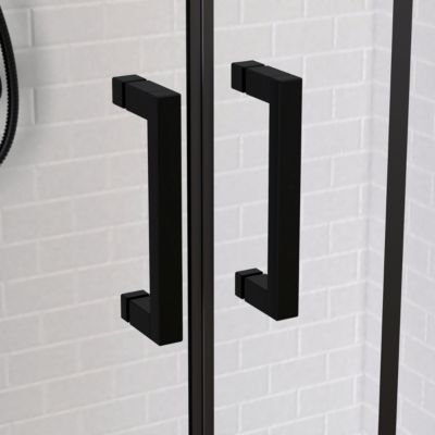 Paroi de douche à double porte coulissante 140 x 200 cm, profilé noir mat laqué, Galedo Factory
