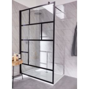Paroi de douche à l'italienne 120 x 200 cm NewStyle Schulte, Walk In style verrière atelier, verre de sécurité anticalcaire