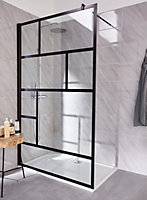 Paroi de douche à l'italienne 120 x 200 cm NewStyle Schulte, Walk In style verrière atelier, verre de sécurité anticalcaire