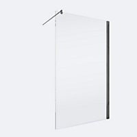 Paroi de douche à l'italienne 200 x 100 cm verre transparent anticalcaire profilé finition titane Schulte NewStyle