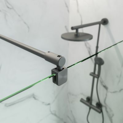 Paroi de douche à l'italienne 200 x 100 cm verre transparent anticalcaire profilé finition titane Schulte NewStyle