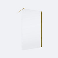 Paroi de douche à l'italienne 200 x 90 cm verre transparent anticalcaire profilé finition doré brossé Schulte NewStyle