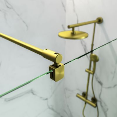Paroi de douche à l'italienne 200 x 90 cm verre transparent anticalcaire profilé finition doré brossé Schulte NewStyle