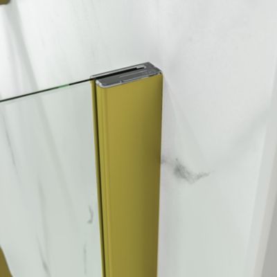 Paroi de douche à l'italienne 200 x 90 cm verre transparent anticalcaire profilé finition doré brossé Schulte NewStyle