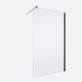 Paroi de douche à l'italienne 200 x 90 cm verre transparent anticalcaire profilé finition gun metal Schulte NewStyle