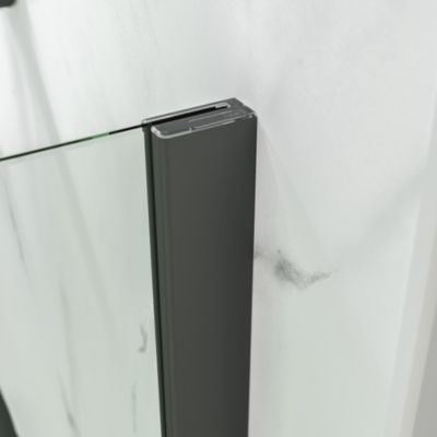 Paroi de douche à l'italienne 200 x 90 cm verre transparent anticalcaire profilé finition gun metal Schulte NewStyle