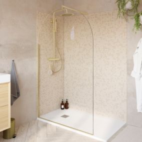 Paroi de douche à l'italienne arrondie l.120 x 195 cm, profilés alu finition doré brossé, GoodHome Ledava