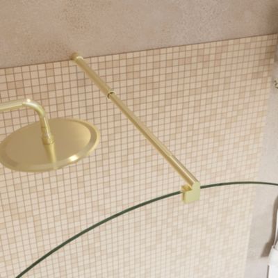 Paroi de douche à l'italienne arrondie l.120 x 198 cm, profilés aluminium finition doré brossé, GoodHome Ledava