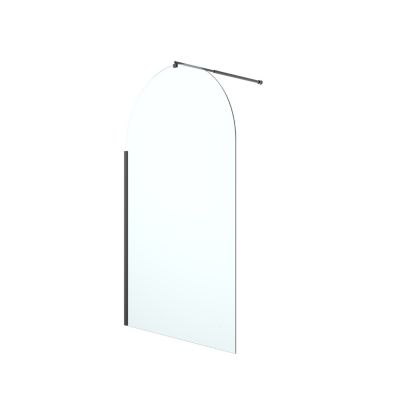 Paroi de douche à l'italienne arrondie l.120 x 198 cm, profilés aluminium finition noir mat, GoodHome Ledava