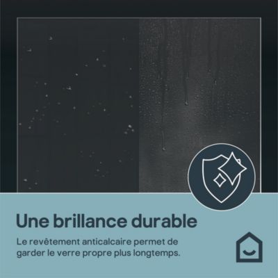 Paroi de douche à l'italienne arrondie l.120 x H.195 cm, verre transparent, profilés bronze cuivré, GoodHome Ledava