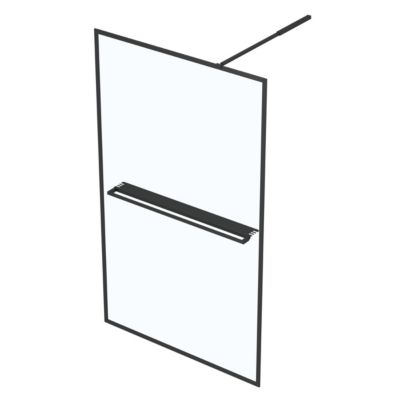 Paroi de douche à l'italienne avec porte-serviettes H.200 x l.120 cm, ép. 6 mm, profilé noir, Galedo Edge