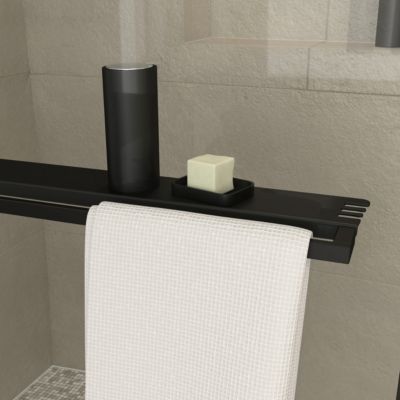 Paroi de douche à l'italienne avec porte-serviettes H.200 x l.120 cm, ép. 6 mm, profilé noir, Galedo Edge