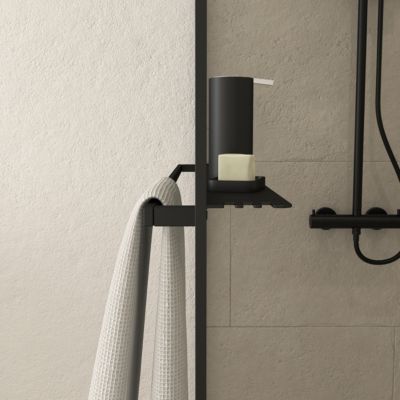 Paroi de douche à l'italienne avec porte-serviettes H.200 x l.120 cm, ép. 6 mm, profilé noir, Galedo Edge
