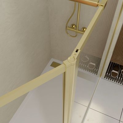 Paroi de douche à l'italienne avec volet pivotant H.200 x l.120+40 cm, ép. 5 mm, profilé doré, Galedo Edge