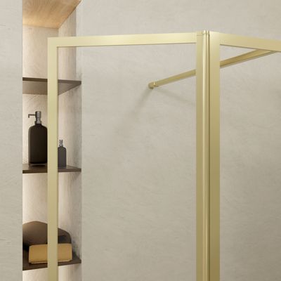 Paroi de douche à l'italienne avec volet pivotant H.200 x l.120+40 cm, ép. 5 mm, profilé doré, Galedo Edge
