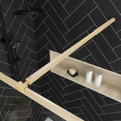 Paroi de douche à l'italienne avec volet pivotant H.200 x l.90+40 cm, ép. 5 mm, profilé doré, Galedo Edge