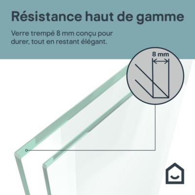Paroi de douche à l'italienne avec volet pour niche l.120 x H.195 cm, verre transparent, profilés chromé, GoodHome Evanna