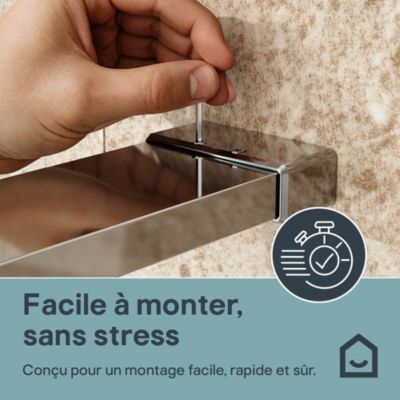 Paroi de douche à l'italienne avec volet pour niche l.120 x H.195 cm, verre transparent, profilés chromé, GoodHome Evanna