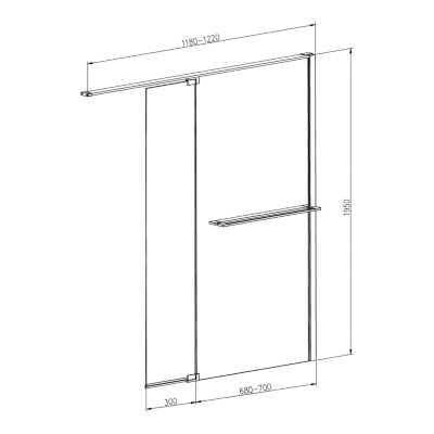 Paroi de douche à l'italienne avec volet pour niche l.120 x H.195 cm, verre transparent, profilés chromé, GoodHome Evanna