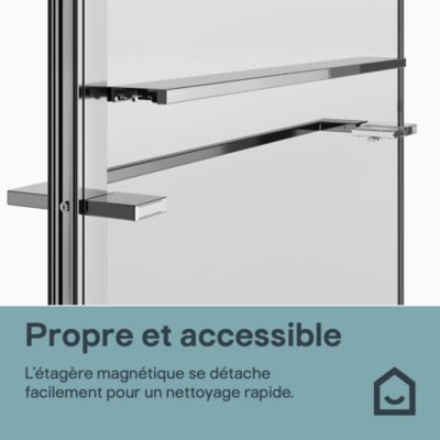 Paroi de douche à l'italienne avec volet pour niche l.120 x H.195 cm, verre transparent, profilés chromé, GoodHome Evanna