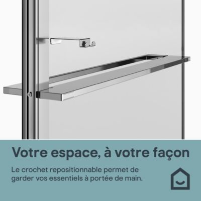 Paroi de douche à l'italienne avec volet pour niche l.120 x H.195 cm, verre transparent, profilés chromé, GoodHome Evanna