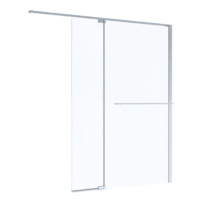 Paroi de douche à l'italienne avec volet pour niche l.120 x H.195 cm, verre transparent, profilés chromé, GoodHome Evanna