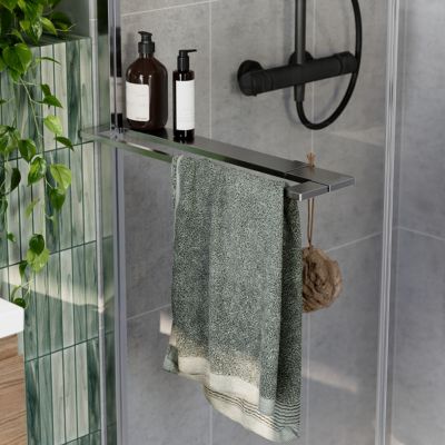 Paroi de douche à l'italienne avec volet pour niche l.120 x H.195 cm, verre transparent, profilés chromé, GoodHome Evanna