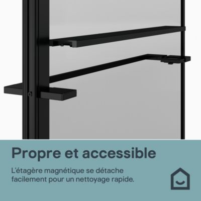 Paroi de douche à l'italienne avec volet pour niche l.120 x H.195 cm, verre transparent, profilés noir, GoodHome Evanna