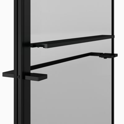 Paroi de douche à l'italienne avec volet pour niche l.120 x H.195 cm, verre transparent, profilés noir, GoodHome Evanna