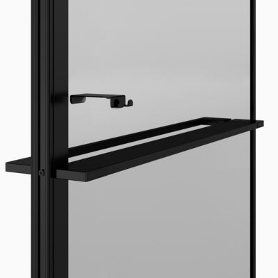 Paroi de douche à l'italienne avec volet pour niche l.120 x H.195 cm, verre transparent, profilés noir, GoodHome Evanna