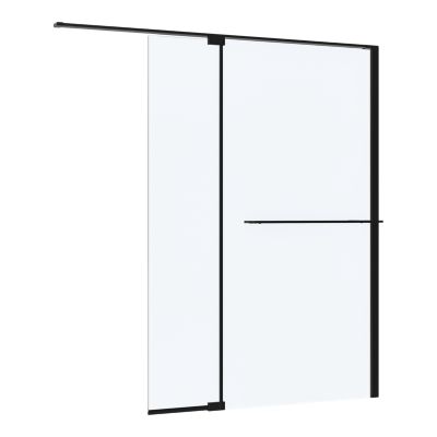 Paroi de douche à l'italienne avec volet pour niche l.120 x H.195 cm, verre transparent, profilés noir, GoodHome Evanna