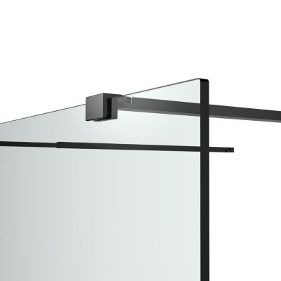 Paroi de douche à l'italienne centrale l.120 x 195 cm, profilés aluminium noir mat, GoodHome Ledava