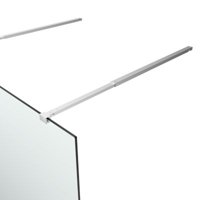 Paroi de douche à l'italienne centrale l.140 x 195 cm, profilés aluminium finition chrome, GoodHome Ledava