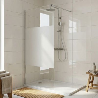 Paroi de douche à l'italienne Cooke & Lewis Onega sérigraphié 90 cm
