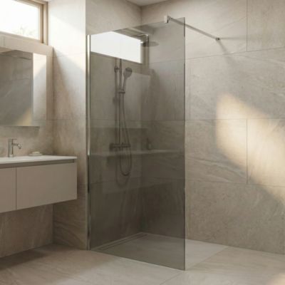 Paroi de douche à l'italienne Cooke & Lewis Zilia verre fumé 80 cm