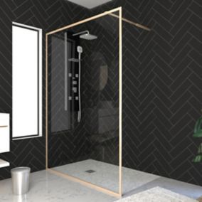 Paroi de douche à l'italienne dorée Galedo Golden Edge transparent 120cm