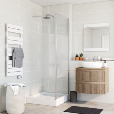 Paroi de douche à l'italienne et volet Cooke & Lewis Onega sérigraphié 80 + 45 cm