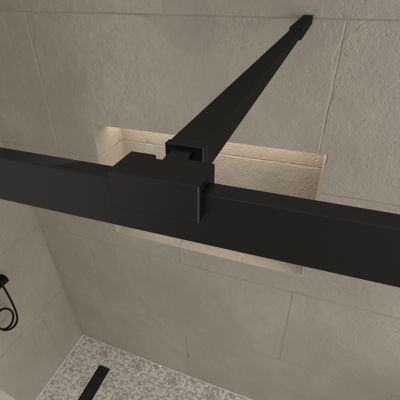 Paroi de douche à l'italienne et volet noir Galedo Dark Edge transparent 120+40cm