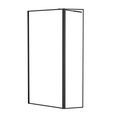 Paroi de douche à l'italienne et volet noir Galedo Dark Edge transparent 90+40cm