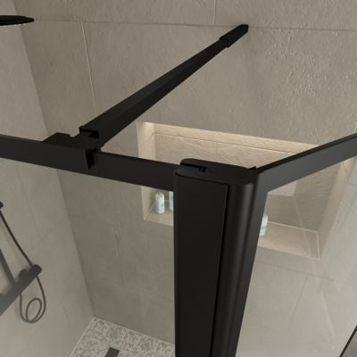 Paroi de douche à l'italienne et volet noir Galedo Dark Edge transparent 90+40cm