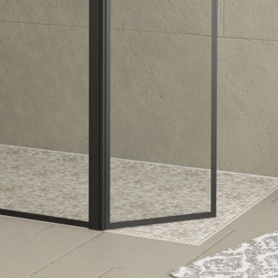 Paroi de douche à l'italienne et volet noir Galedo Dark Edge transparent 90+40cm