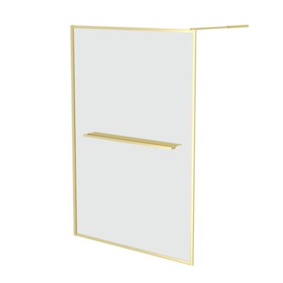 Paroi de douche à l'italienne fixe 140 x 200 cm, doré brossé, Galedo Golden Edge