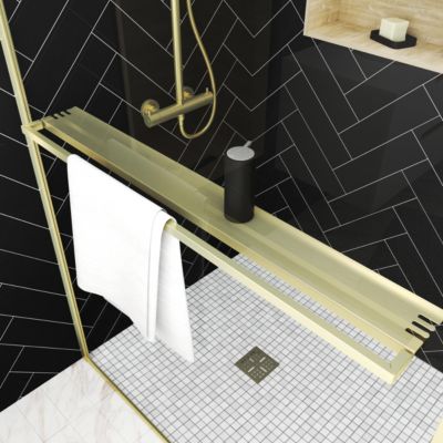Paroi de douche à l'italienne fixe 140 x 200 cm, doré brossé, Galedo Golden Edge